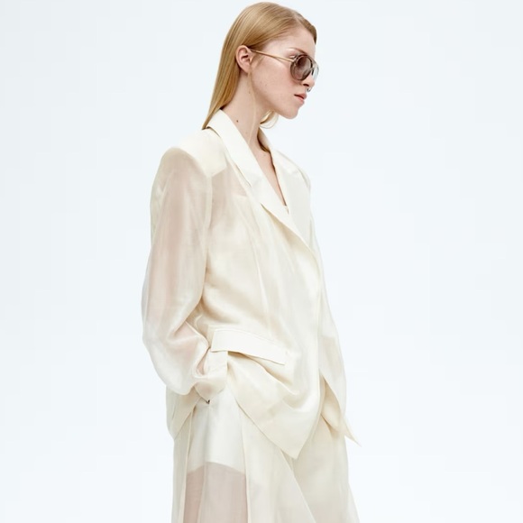 ❗️PRICE FIRM❗️ H&M EDITION OVERSIZED SHEER BLAZER SIZE M - Picture 7 of 16